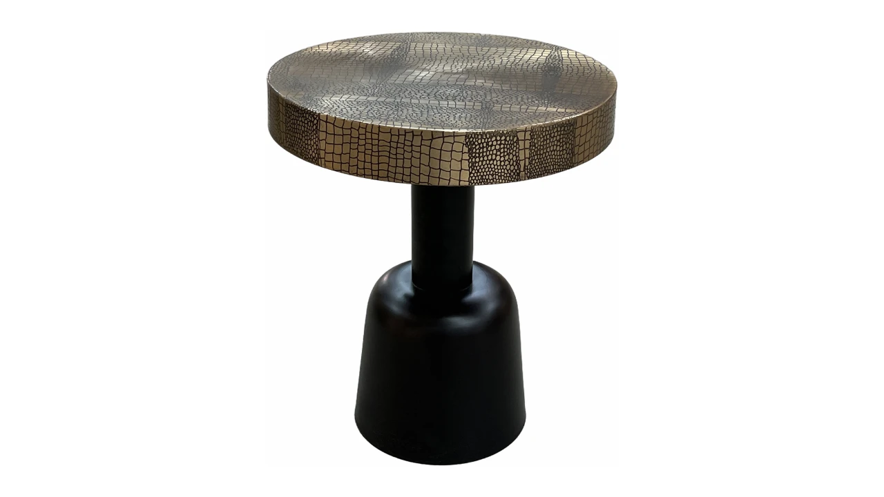 Matt Antq Brass Side Stool Table Matt Antq Brass Side Stool Table
