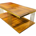 Gold Leg Center Table Walnut