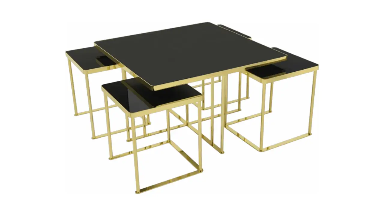 Middle 4+1 Center Table Black Gold Middle 4+1 Center Table Black Gold